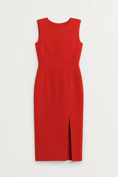Mouwloze Midi Jurk Dames Zomer Chic Split
