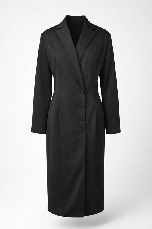Midi Jurk Dames Blazer Model met Knoopsluiting Klassieke Stijl - StudioMarella