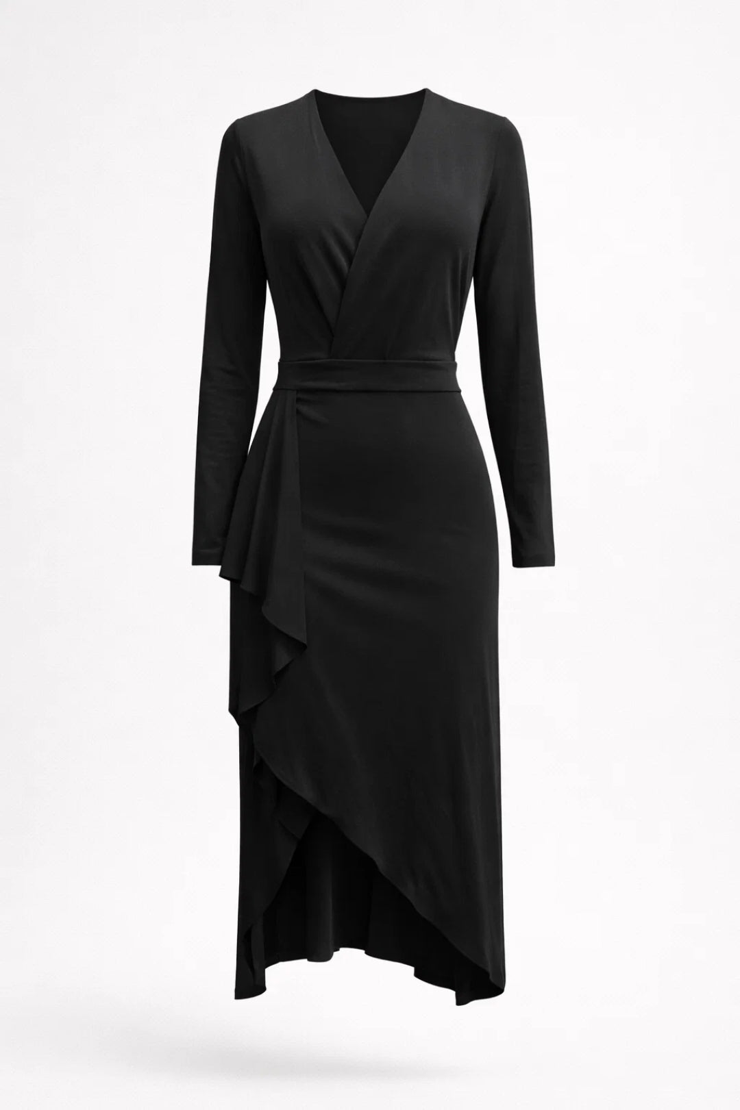 Elegante Wikkeljurk Dames Midi Jurk met V-hals Ruche