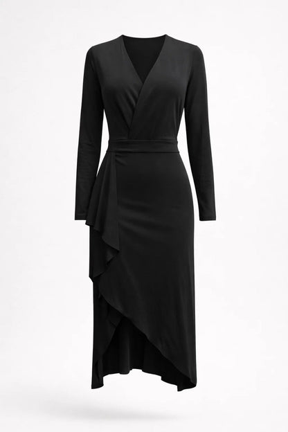 Elegante Wikkeljurk Dames Midi Jurk met V-hals Ruche