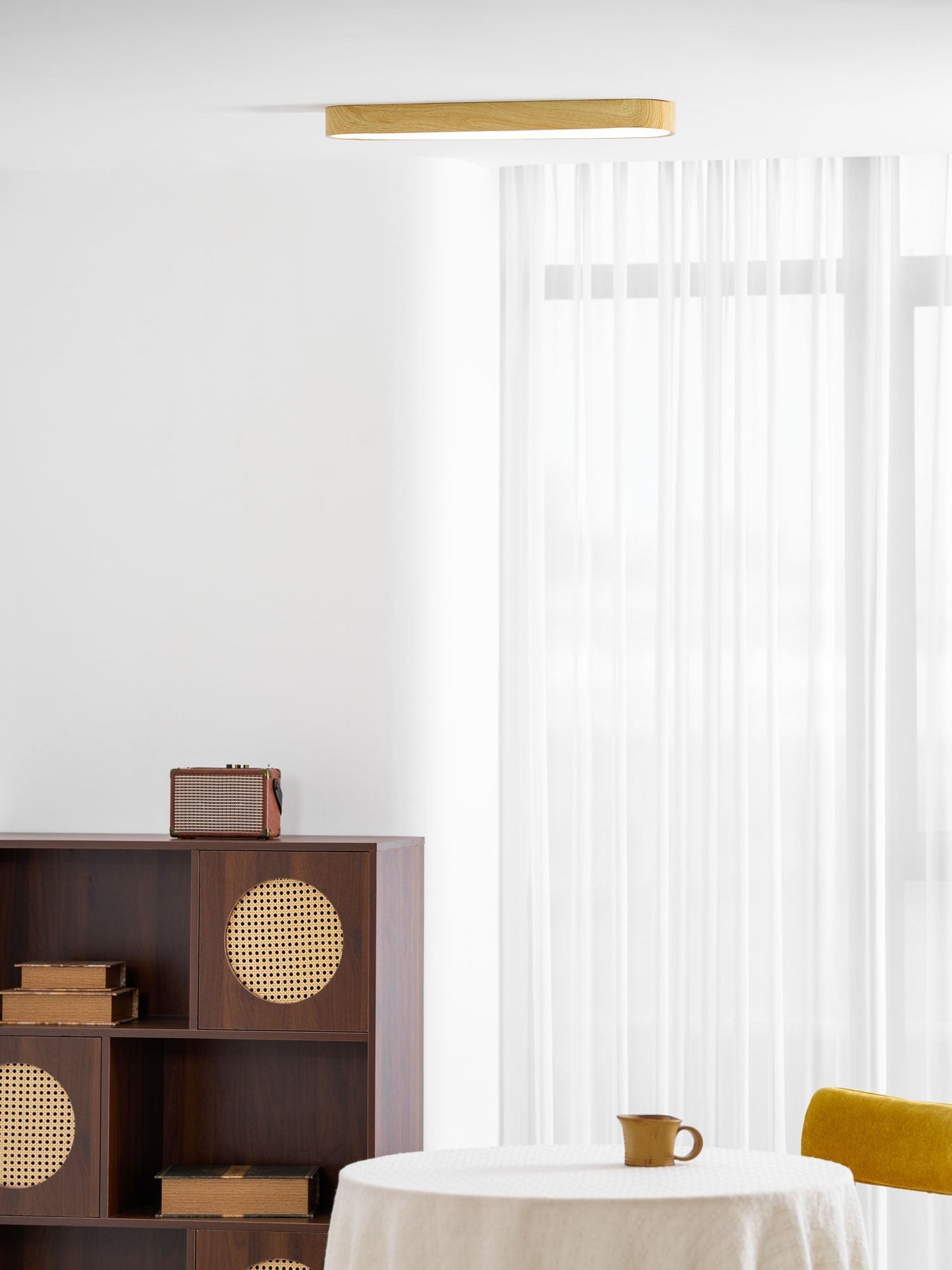 Plafondlamp Houtlook Metaal Wit LED Woonkamer Slaapkamer 3000K 4000K 6000K Ø23 Ø40cm Plafonnière Flush Mount Naturel