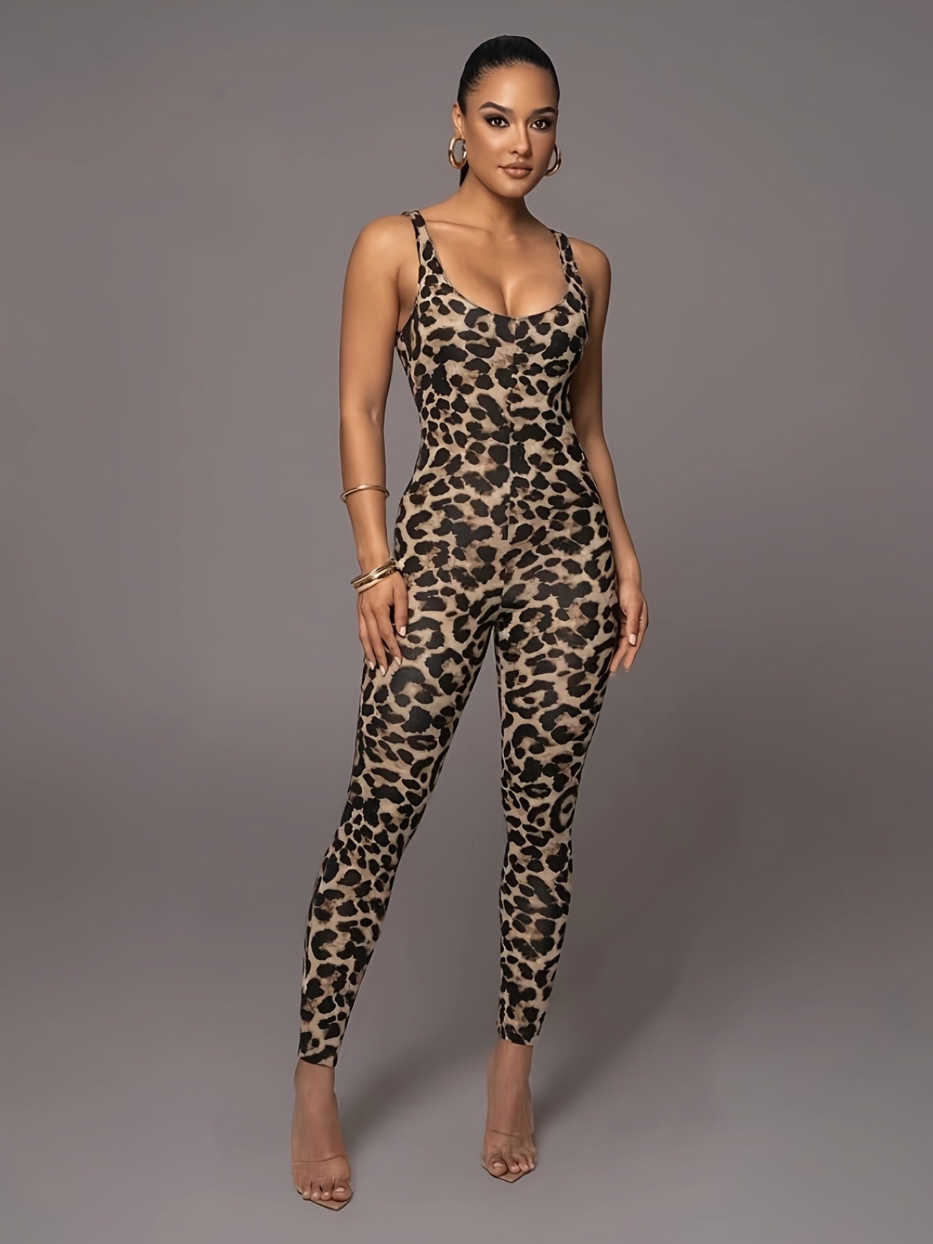 Dames Jumpsuit Panterprint Mouwloos Stretch - StudioMarella