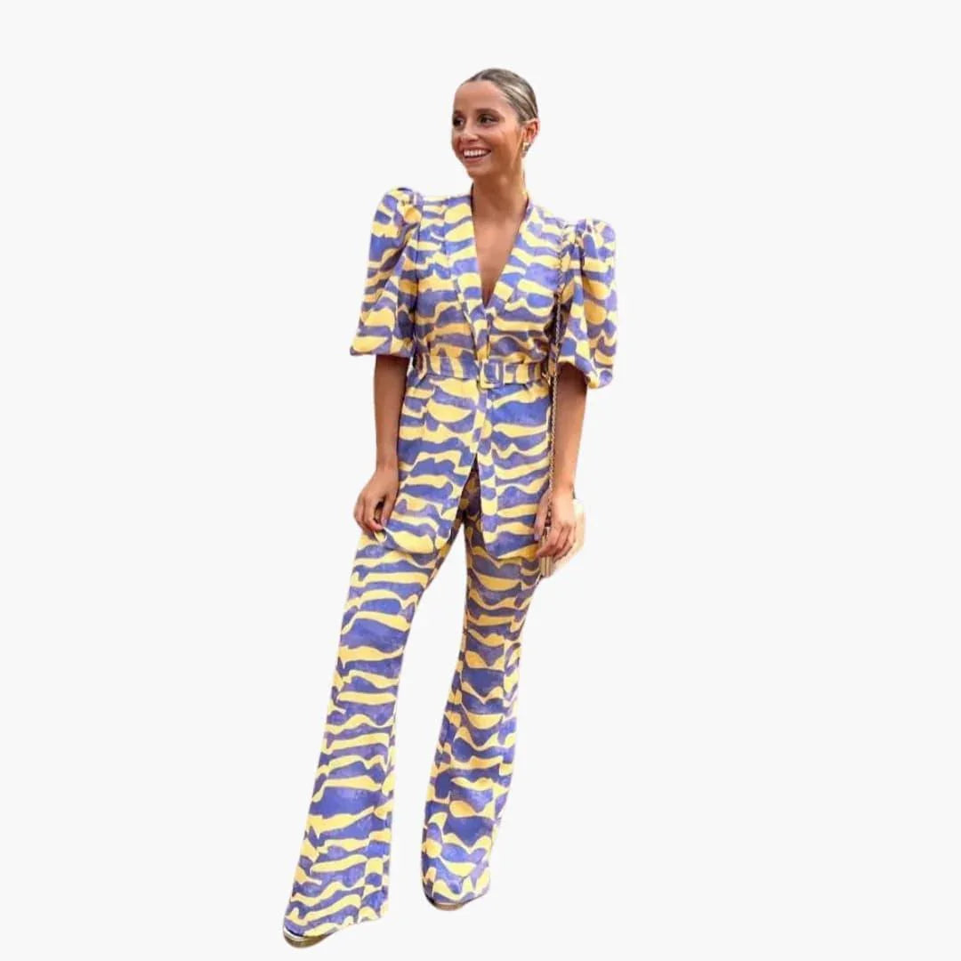 Mila Dames Blazerset | Elegante Tweed met Pofmouwen, Lichtgewicht 1