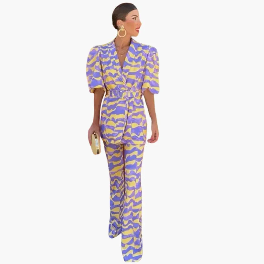 Mila Dames Blazerset | Elegante Tweed met Pofmouwen, Lichtgewicht 2