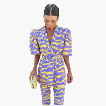 Mila Dames Blazerset | Elegante Tweed met Pofmouwen, Lichtgewicht 3