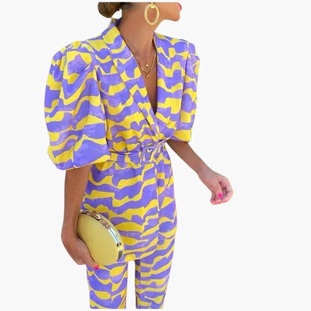 Mila Dames Blazerset | Elegante Tweed met Pofmouwen, Lichtgewicht 4