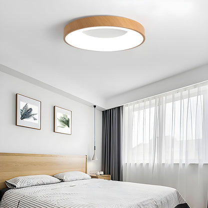 Plafondlamp Houtlook Metaal Wit LED Woonkamer Slaapkamer 3000K 4000K 6000K Ø23 Ø40cm Plafonnière Flush Mount Naturel