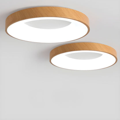 Plafondlamp Houtlook Metaal Wit LED Woonkamer Slaapkamer 3000K 4000K 6000K Ø23 Ø40cm Plafonnière Flush Mount Naturel