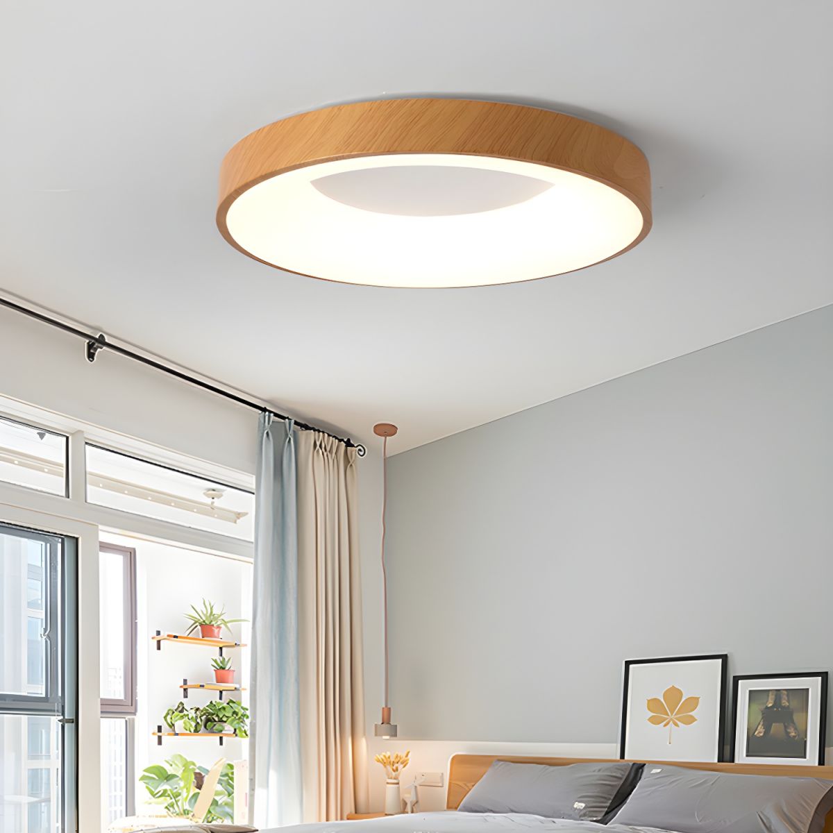 Plafondlamp Houtlook Metaal Wit LED Woonkamer Slaapkamer 3000K 4000K 6000K Ø23 Ø40cm Plafonnière Flush Mount Naturel