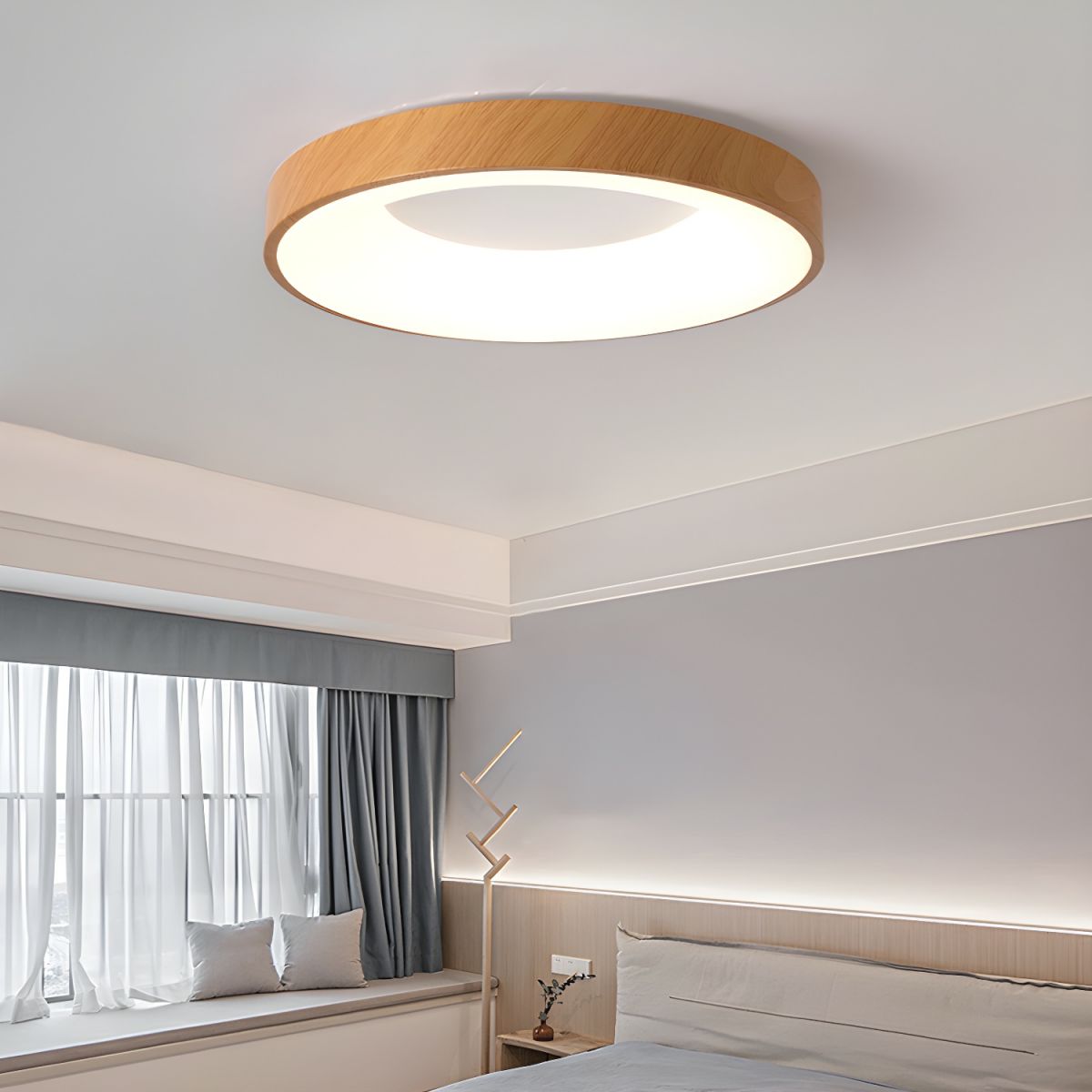 Plafondlamp Houtlook Metaal Wit LED Woonkamer Slaapkamer 3000K 4000K 6000K Ø23 Ø40cm Plafonnière Flush Mount Naturel