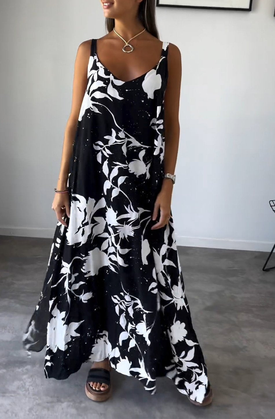 Elegante Jurk Druk Patroon voor Vrouw