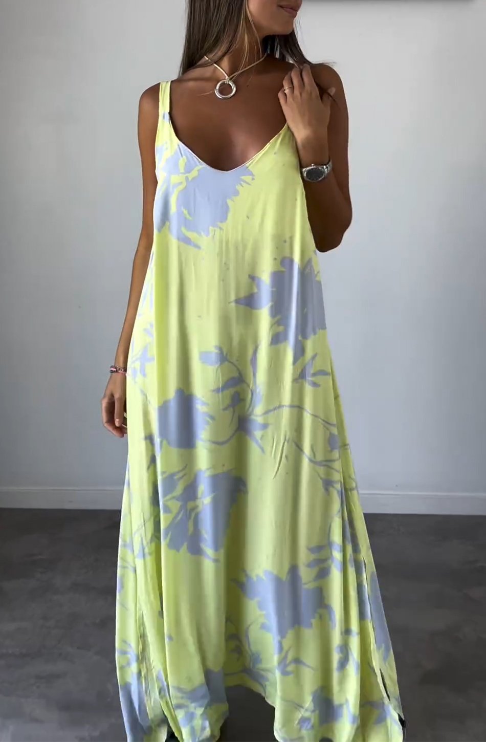 Elegante Jurk Druk Patroon voor Vrouw