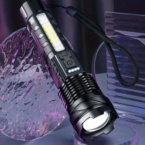Militaire Zaklamp 5000 Lumen Tactisch LED Oplaadbaar USB Waterdicht Schokbestendig Zoombaar 5 Modi Compact Ultra Helder Outdoor Camping