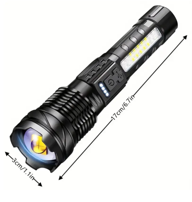 Militaire Zaklamp 5000 Lumen Tactisch LED Oplaadbaar USB Waterdicht Schokbestendig Zoombaar 5 Modi Compact Ultra Helder Outdoor Camping
