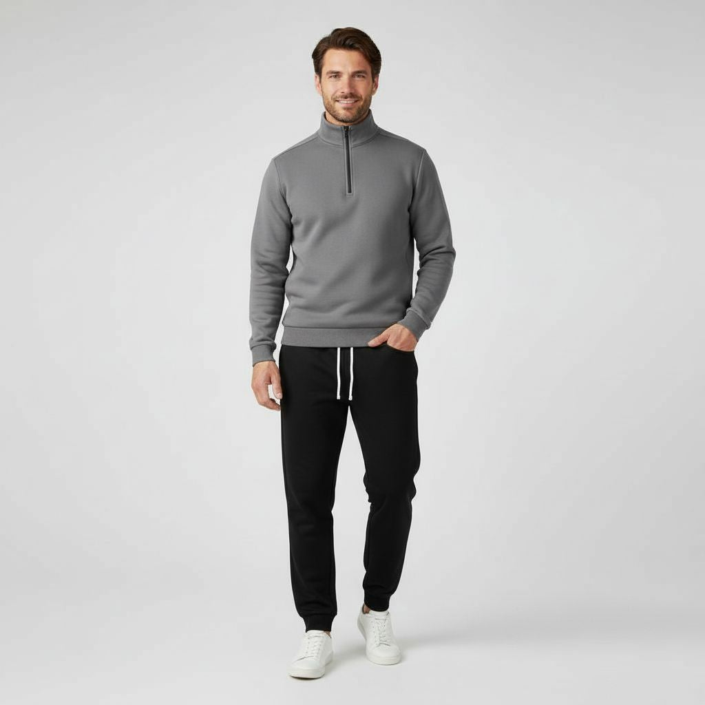 Mannen Sweater Halflange Mouw Ritssluiting Casual - StudioMarella