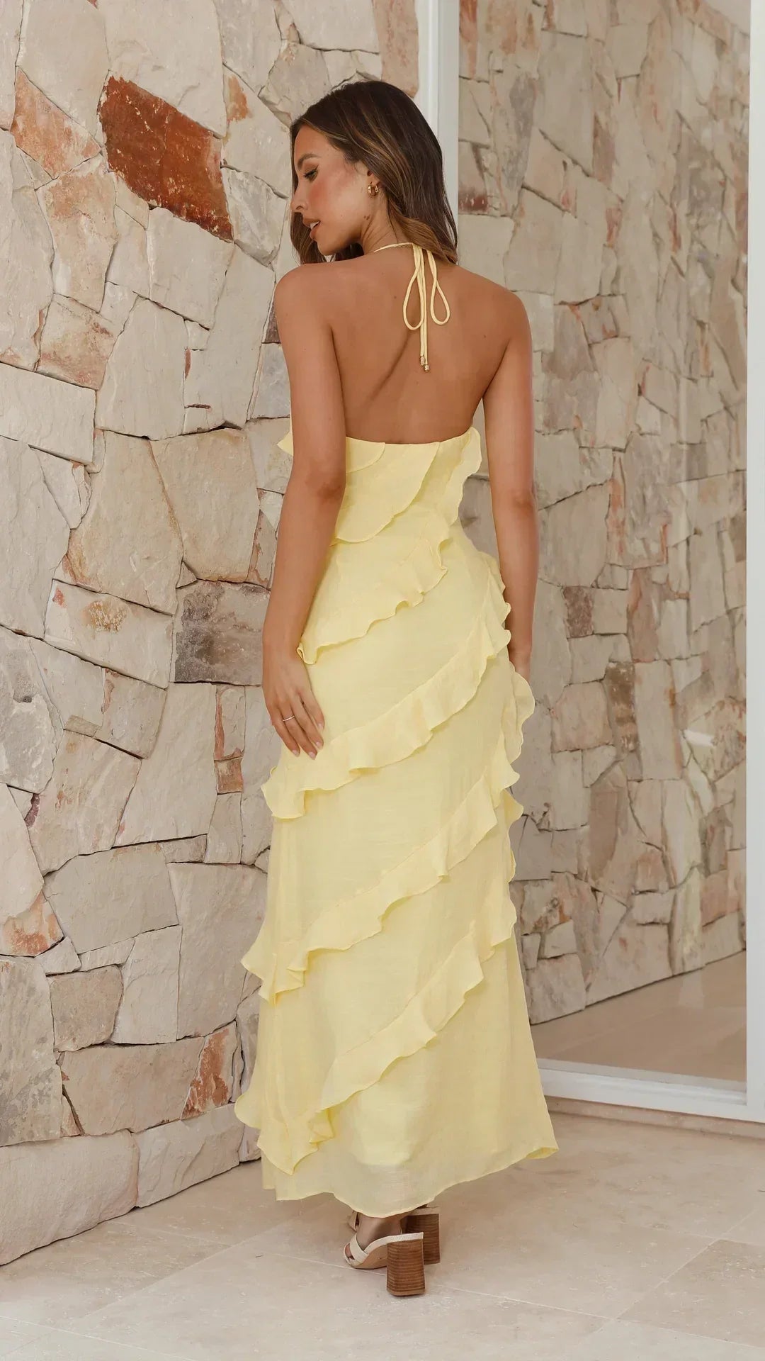 Vrouwelijke Ruffle Jurk Dames - Elegante Maxi Jurk Comfortabel