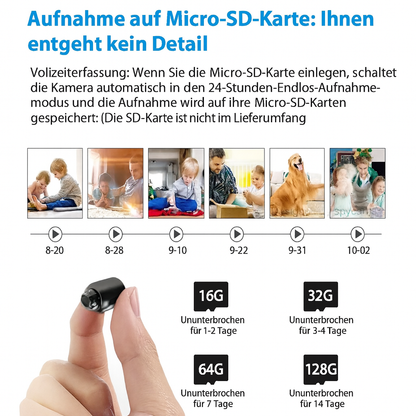 Compacte Beveiligingscamera met Wifi Nachtzicht Bewegingsdetectie Full HD Draadloos Thuisbewaking App Besturing Automatische Opname Micro SD Kaartslot Discrete Monitoring Dag en Nacht