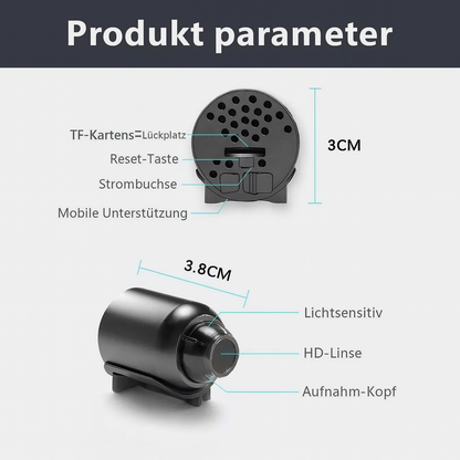 Compacte Beveiligingscamera met Wifi Nachtzicht Bewegingsdetectie Full HD Draadloos Thuisbewaking App Besturing Automatische Opname Micro SD Kaartslot Discrete Monitoring Dag en Nacht