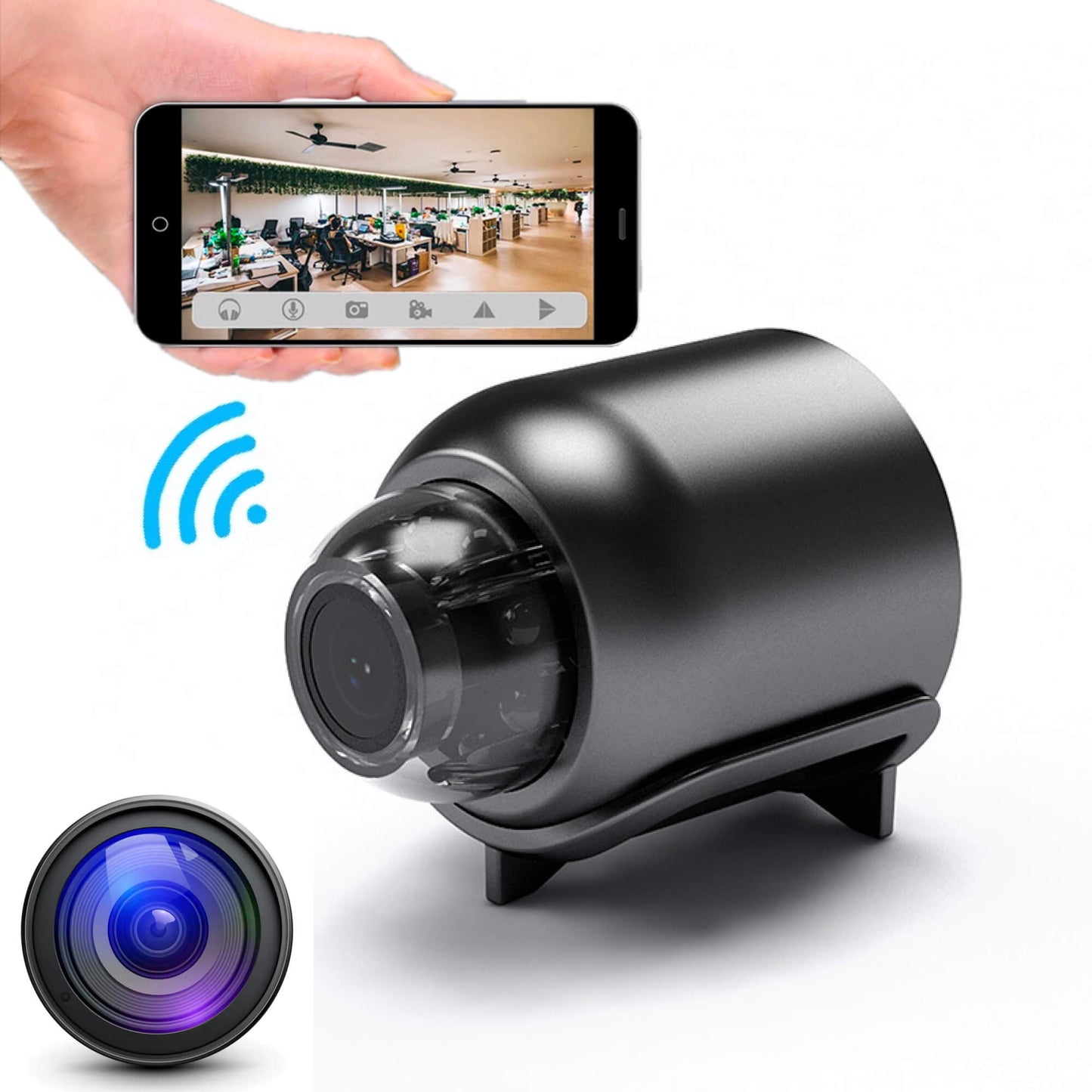 Waterdichte Mini Beveiligingscamera met Nachtzicht WiFi 1080P HD 160° Brede Hoek