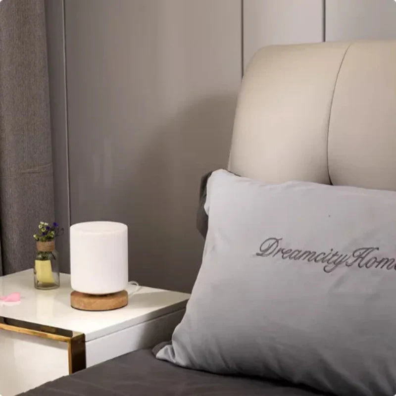Glazen Tafellamp met Rubberen Houtvoet 360° Verlichting Sfeervol Nachtlampje Modern Design Accent