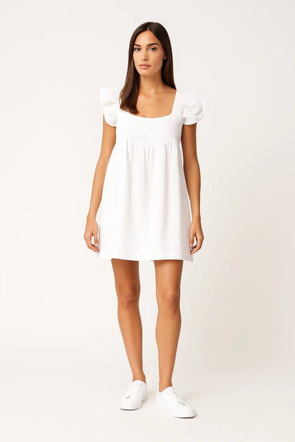 Dames Jurk Wijd Model met Ruffle Mouwen Casual Stijl
