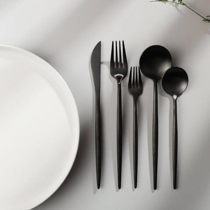 Minimalistisch Bestekset Titanium-Coating 18/10 Roestvrij Staal Premium Servies Modern Tafelgerei Luxe Eetgerei Chique Tafelstyling Elegant Cutlery Set 4 tot 16 Personen