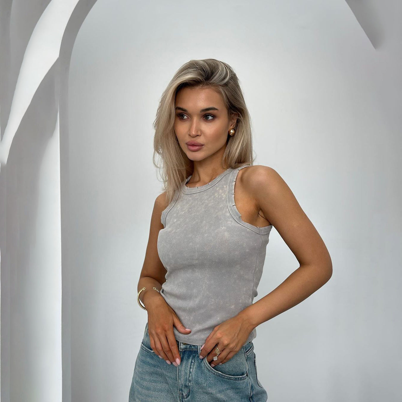 Minimalistisch Dames Vest | Effen Kleur Pullover 4
