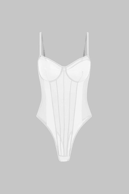 Mira | Dames Bodysuit - Mesh en Patchwork, Elegant Silhouet 10