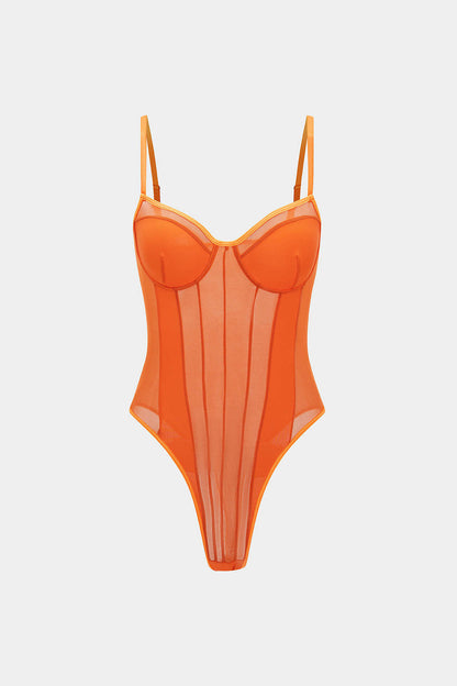 Mira | Dames Bodysuit - Mesh en Patchwork, Elegant Silhouet 11