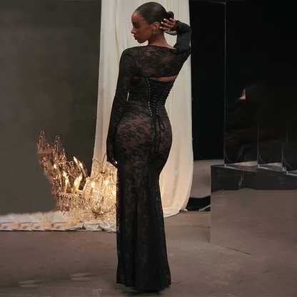 Mira | Dames Lange Jurk - Elegante Kantdetails, Maxi Jurk 2