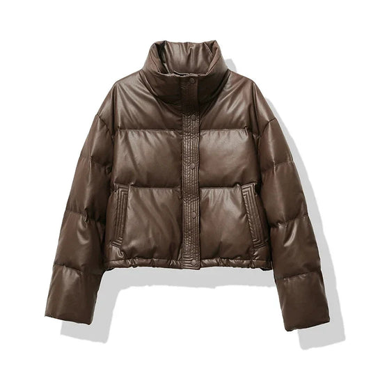 Dames Pufferjas - Korte Trendy Winterjas met Hoge Kraag - StudioMarella