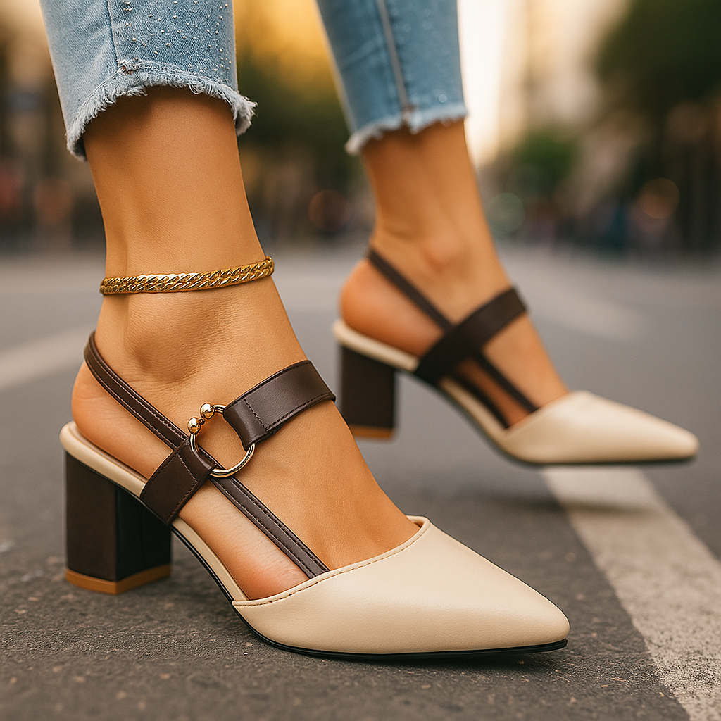 Leren Blokhak Sandalen Dames Chique Mickey Stijl - StudioMarella
