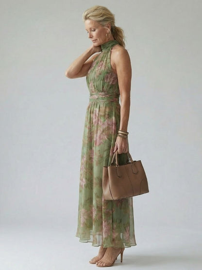 Mirelle Dames Midi Jurk | Lichtgewicht Halterontwerp, Geplooid Lijfje 2