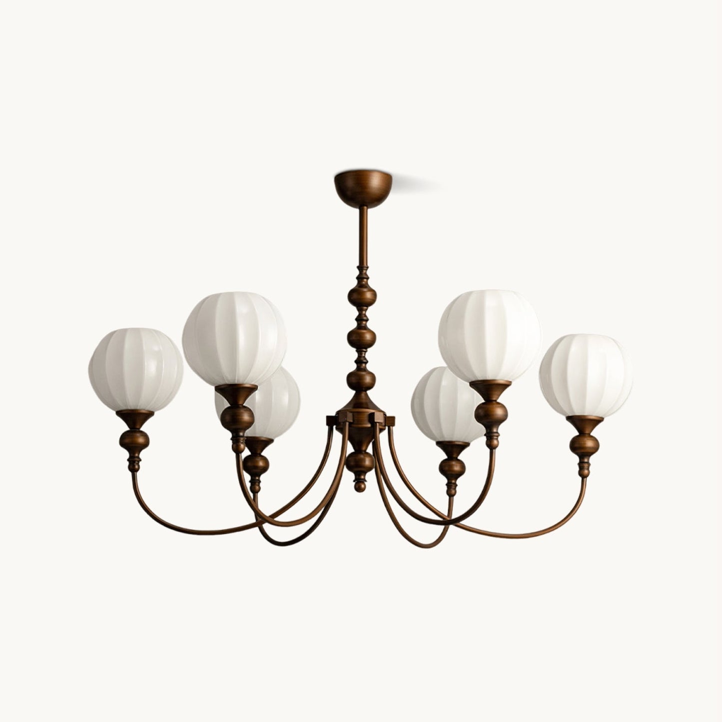 Mirena Kroonluchter – Antiek Brons met Geribbeld Glas – Vintage Modern voor Eetkamer Woonkamer Entree