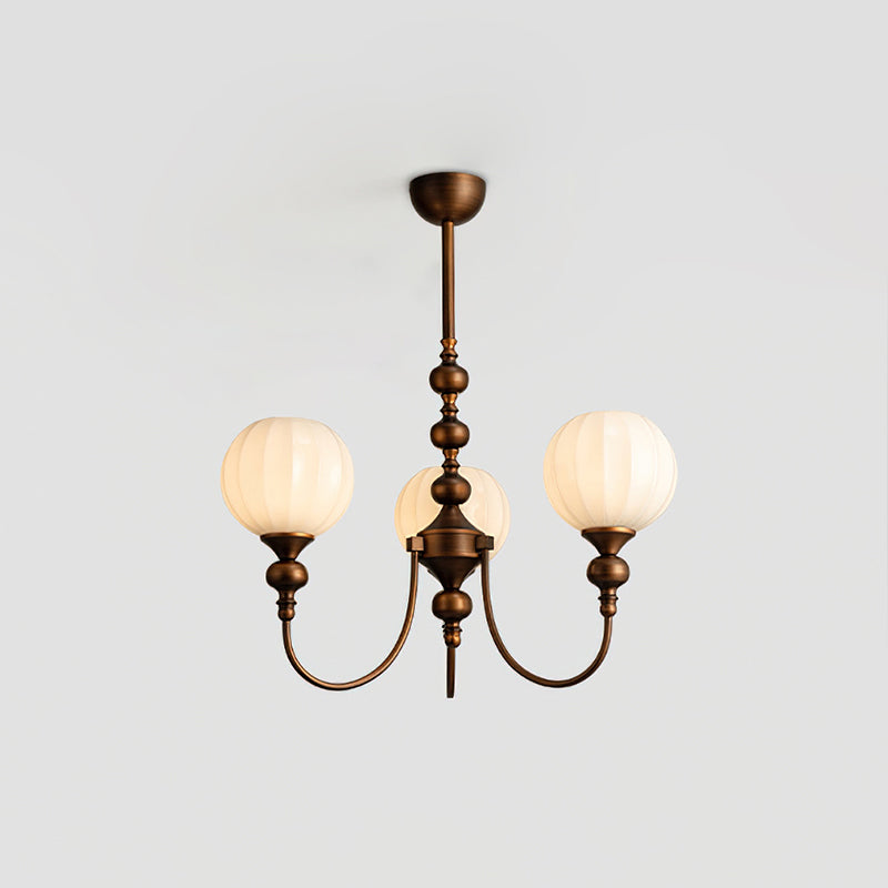 Mirena Kroonluchter – Antiek Brons met Geribbeld Glas – Vintage Modern voor Eetkamer Woonkamer Entree