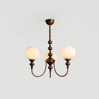 Mirena Kroonluchter – Antiek Brons met Geribbeld Glas – Vintage Modern voor Eetkamer Woonkamer Entree