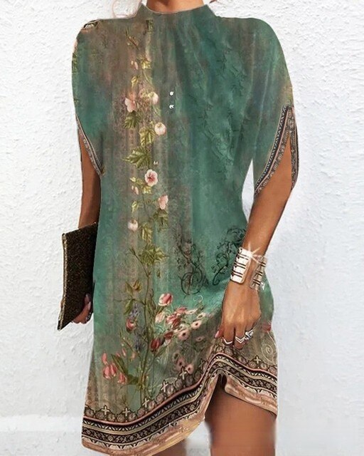 Korte Jurk Druk Print Zomerjurk Vrouw