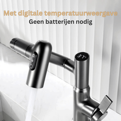 Digitale Kraan met Temperatuurweergave – Draaibaar Ontwerp met Meerdere Sproeimodi voor Keuken en Badkamer