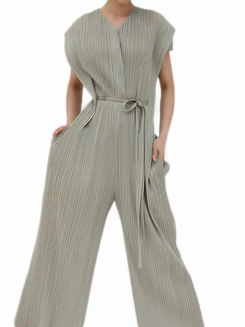 Elegante Jumpsuit voor Vrouw Zonder Mouwen Geplisseerd