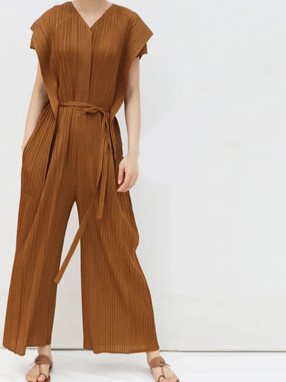 Elegante Jumpsuit voor Vrouw Zonder Mouwen Geplisseerd