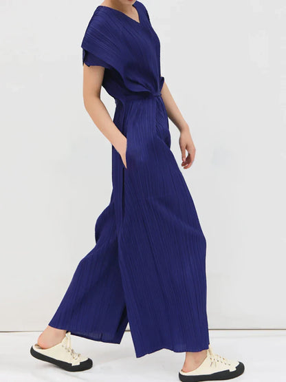 Elegante Jumpsuit voor Vrouw Zonder Mouwen Geplisseerd