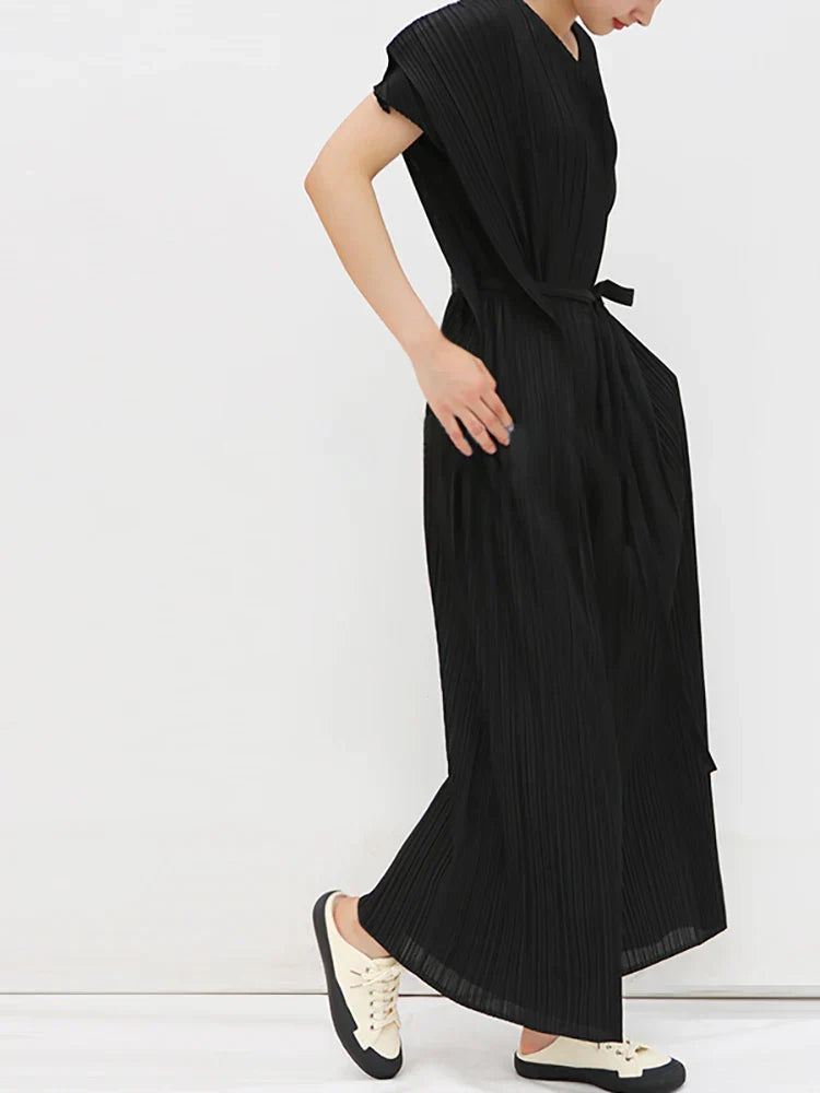 Elegante Jumpsuit voor Vrouw Zonder Mouwen Geplisseerd