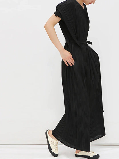Elegante Jumpsuit voor Vrouw Zonder Mouwen Geplisseerd