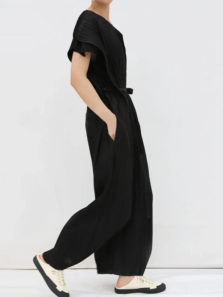 Elegante Jumpsuit voor Vrouw Zonder Mouwen Geplisseerd