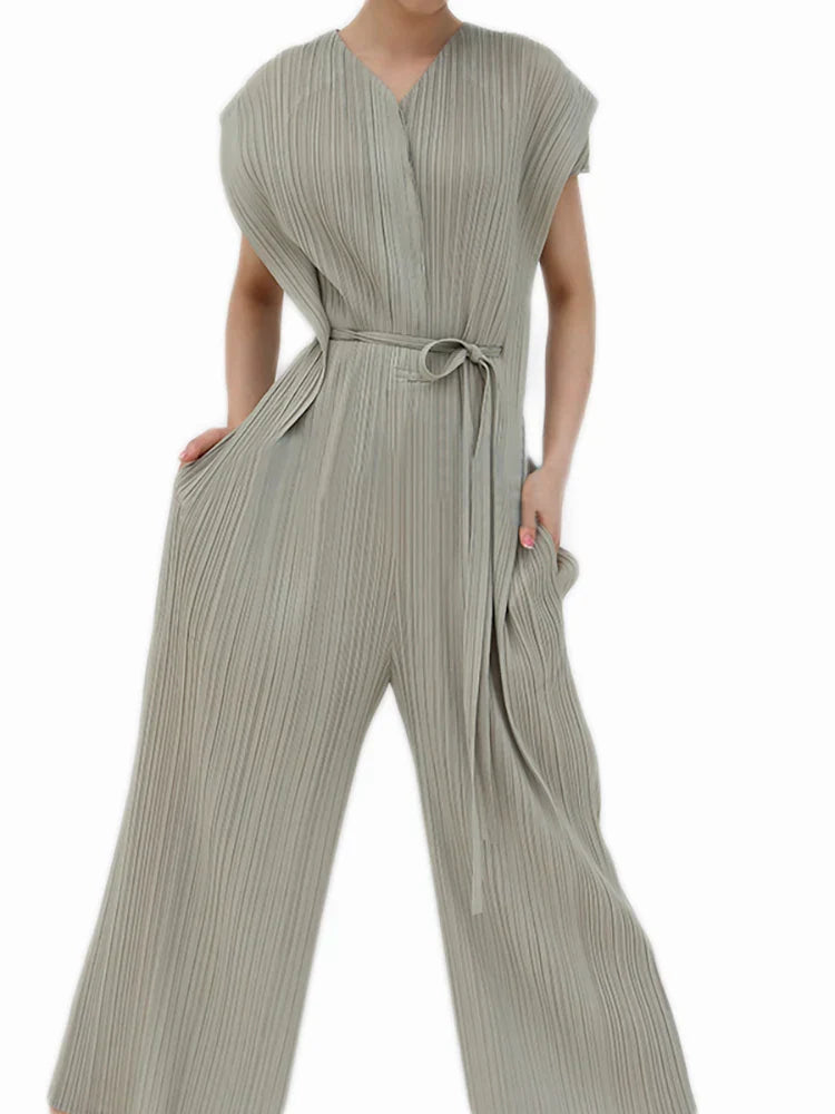 Elegante Jumpsuit voor Vrouw Zonder Mouwen Geplisseerd