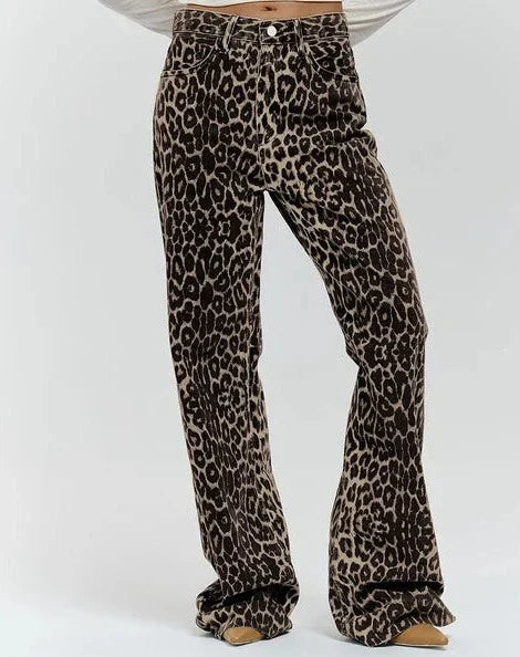 Leopard Print Broek Wijde Pijpen Zomerse Stijl - StudioMarella
