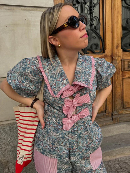 Lange Broek Set Bloemenprint Vrouwelijk Comfortabel