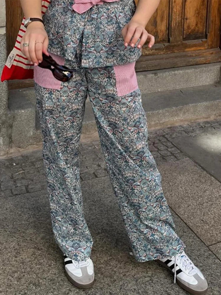 Lange Broek Set Bloemenprint Vrouwelijk Comfortabel