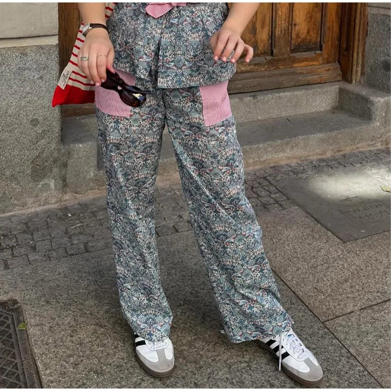 Lange Broek Set Bloemenprint Vrouwelijk Comfortabel