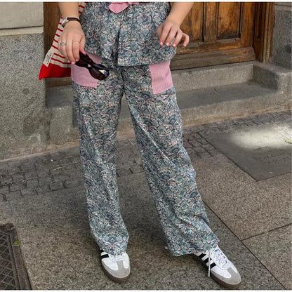 Lange Broek Set Bloemenprint Vrouwelijk Comfortabel